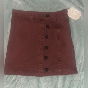 Altar’d State Burgundy Button-Up Skirt